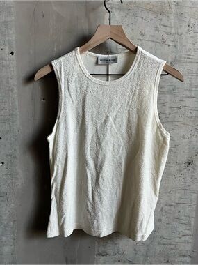 Bettina Liano Butter Cream Vintage Sleeveless Textured Tank Top
